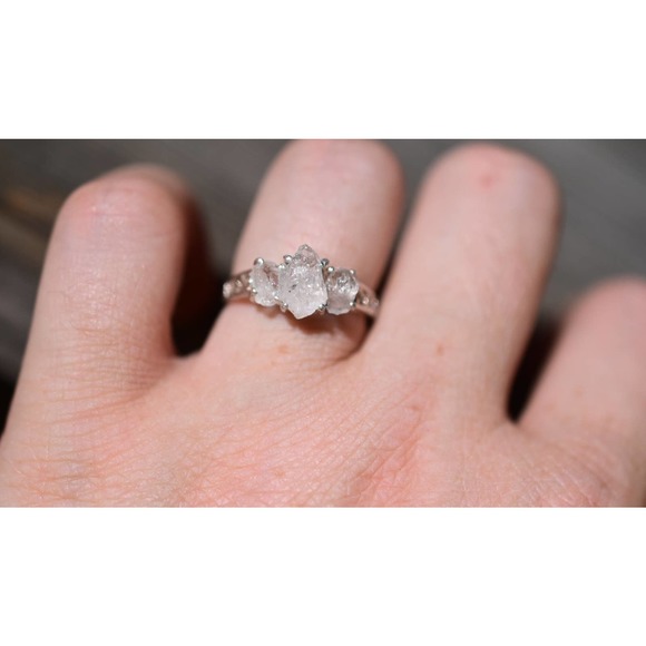 Art Deco Ring Raw Diamond Ring Rough Diamond Ring promise anniversary gi… - Picture 2 of 10